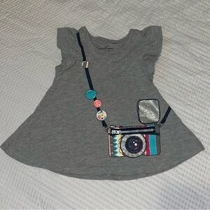 Jessica Simpson Gray Kids Tee with Colorful Camera Design